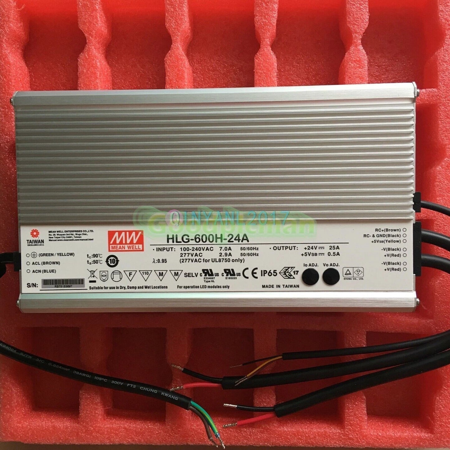1PCS MeanWell HLG-600H-24A Switching Power Supply 24V 25A 600W