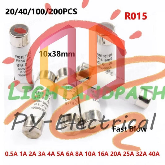 R015 RT18 0.5A 1A 2A 3A 5A 6A 8A 10A 32A Ceramic Fast Blow Fuse 10x38mm 500V #Li