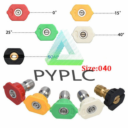 1/4" Quick Connect Car Wash 4.0 GPM 5 Pcs Pressure Washer Spray Nozzle Tips Jet