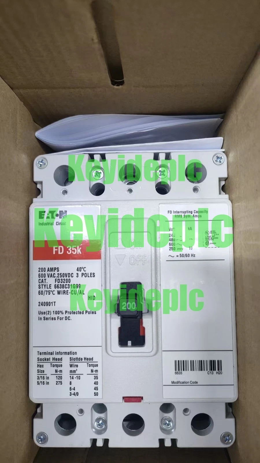 FD3200 Molded Case Circuit Breaker - 200A, 3-Phases, 600V #ke