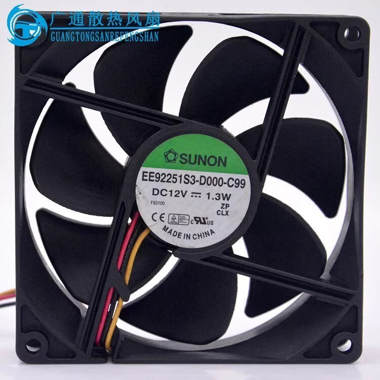 SUNON EE92251S3-D000-C99 9025 DC12V 1.3W 9CM 3-Wire Silent Cooling Fan