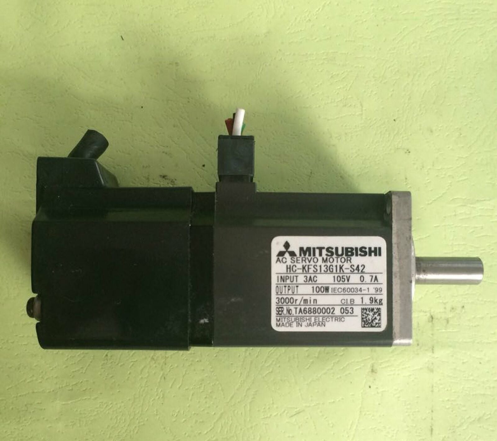 Used Mitsubishi servo motor HC-KFS13G1K-S42 - Tested and in Good Condition - MITSUBISHI