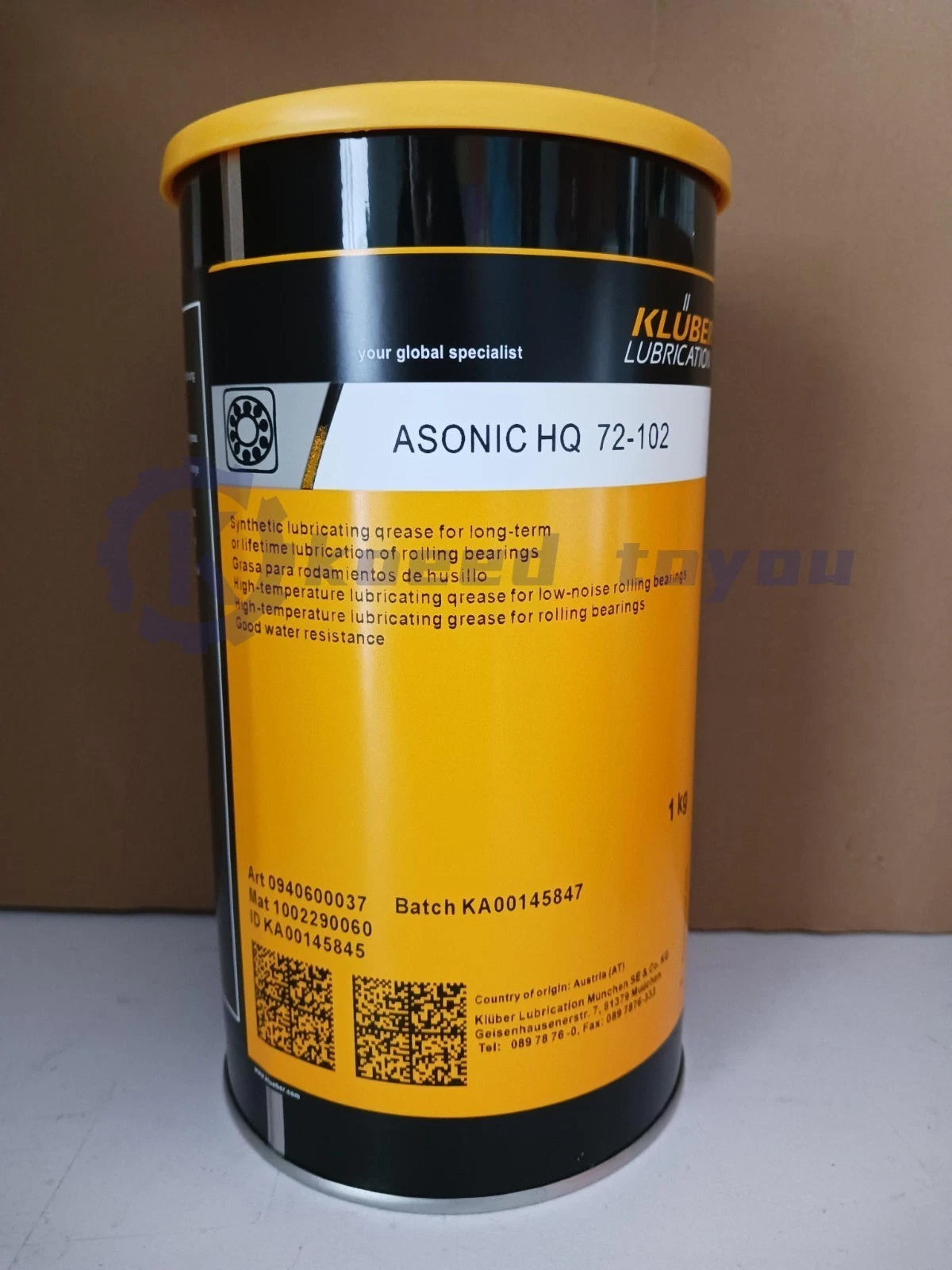 KLUBER Lubrication ASONIC HQ 72-102 Grease 1Kg ( 35.3 OZ) free shipping