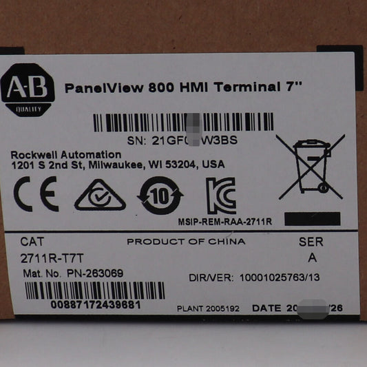 Allen-Bradley 2711R-T7T PANELVIEW 800 7-INCH HMI TERMINAL  Factory Sealed