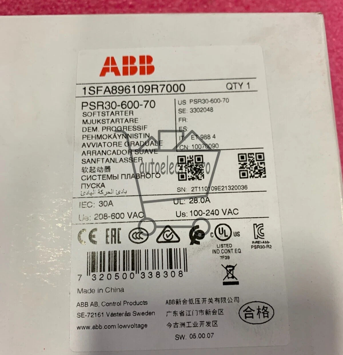 1PC ABB PLC PSR30-600-70 PSR3060070 1SFA896109R7000 SOFT STARTER 30A