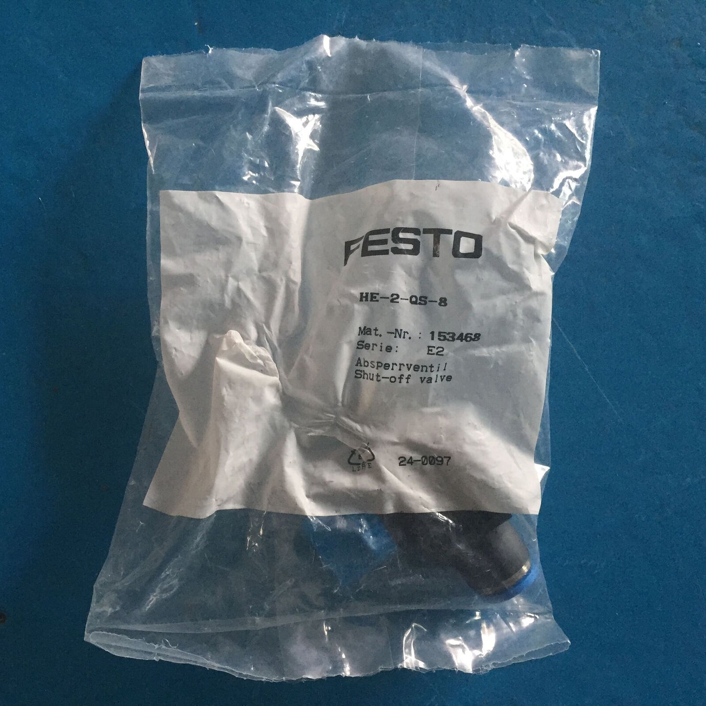 Festo HE-2-QS-8 153468 Shut-off Valve Fast - FESTO