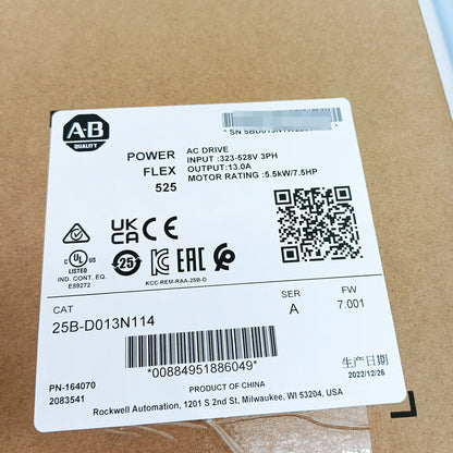 Allen Bradley 25B-D013N114 PowerFlex 525 7.5HP AC Drive 2022 New - ALLEN BRADLEY