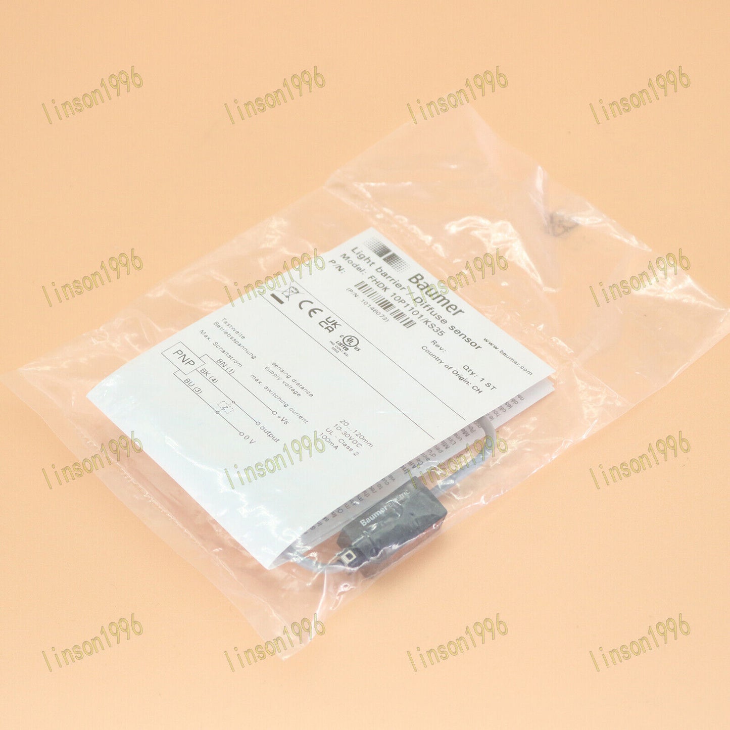 One Baumer FHDK 10P1101/KS35 Photo Electric Sensor 10-30VDC SHIP - BAUMER