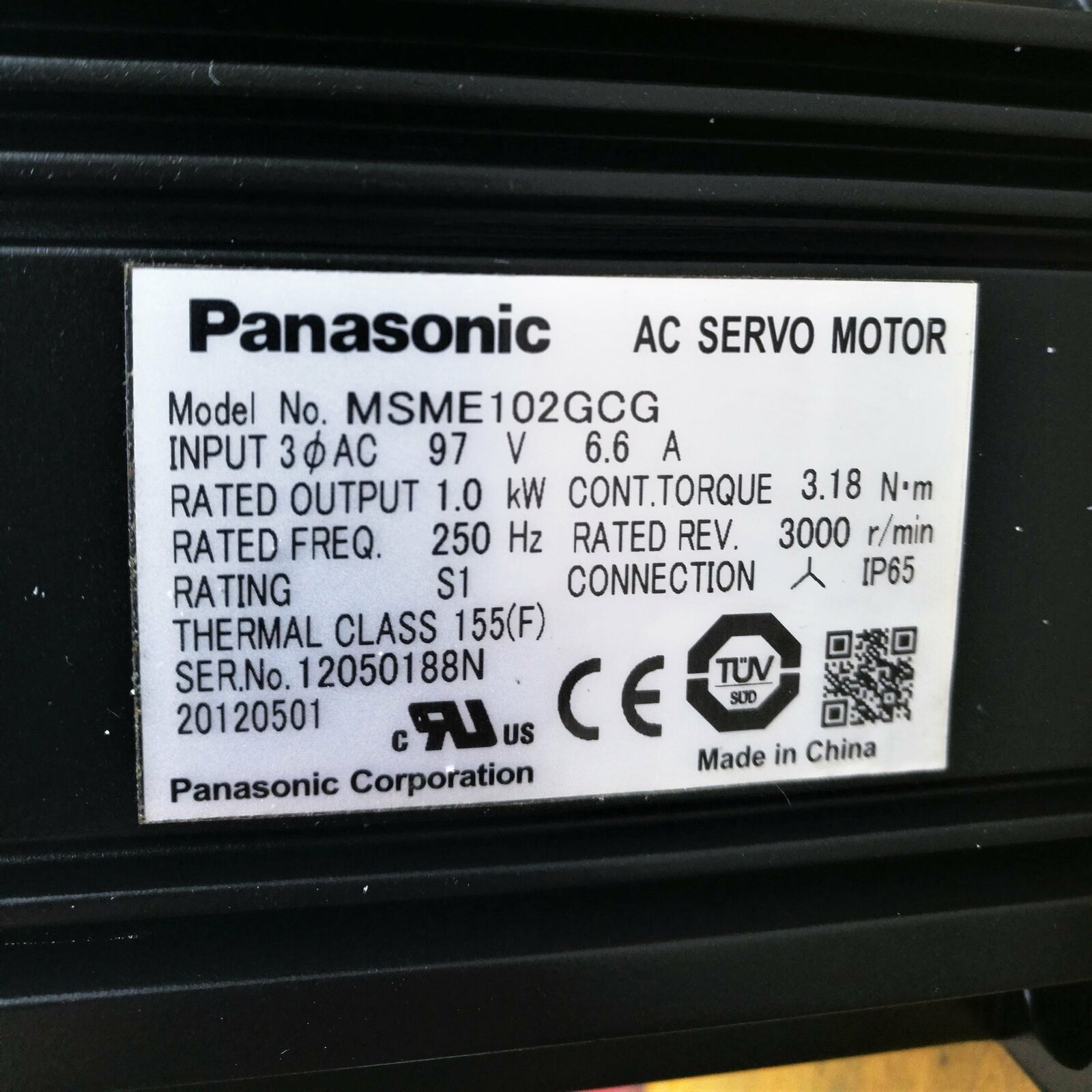 Panasonic AC Servo Motor MSME102GCG - In Box, 1-Year Warranty - PANASONIC