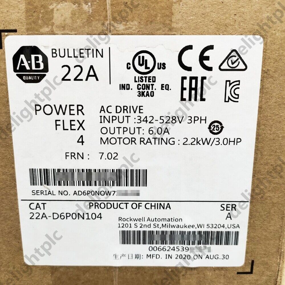 New 2022 AB PowerFlex 4 AC Drive 22A-D6P0N104 2.2 kW 3 Hp - AB POWERFLEX