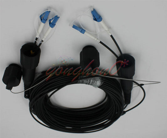 used 150M LC-LC UPC SM Duplex Armored Field TPU Optical Patch Cord Waterproof Head - KOEED