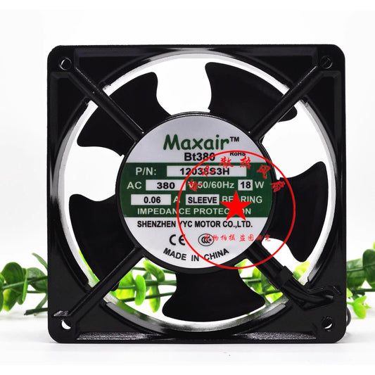 Maxair BT380 12038S3H 12038 AC380V 18W 0.06A 12CM Metal Cooling Fan