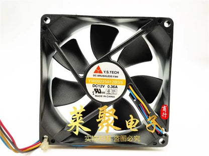 Y.S.TECH YW09225012BSS 9025 DC12V 0.36A 9CM 4-Wire High Airflow Cooling Fan