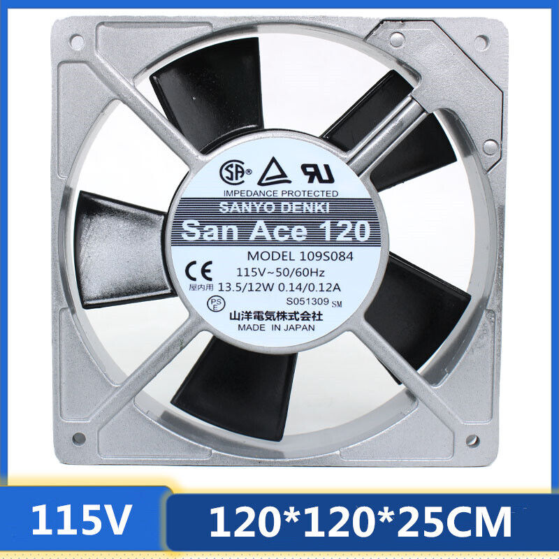 new SANYO 109S084 115V 13.5/12W 0.14/0.12A 120*120*25 Industrial Fan Metal Frame - SANYO