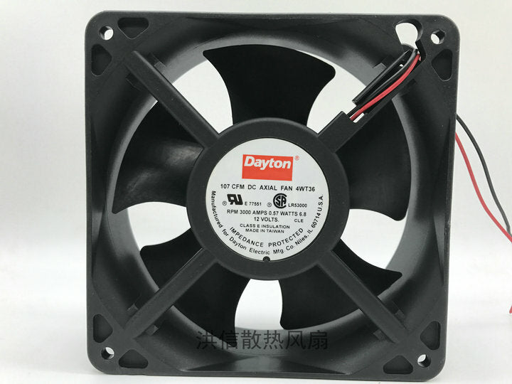 DAYTON 107 CFN DC AXIAL FAN 4WT3 12V 6.8W 12038 12CM 2-wire cooling fan