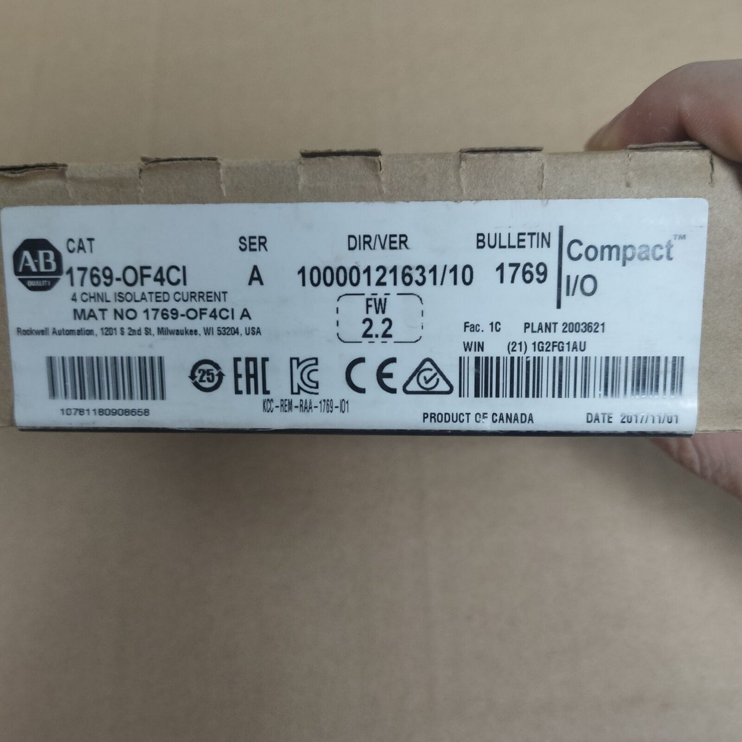New Factory Sealed Logix 1769OF4CI Compact Current Module 4Pt 1769OF4CI - LOGIX
