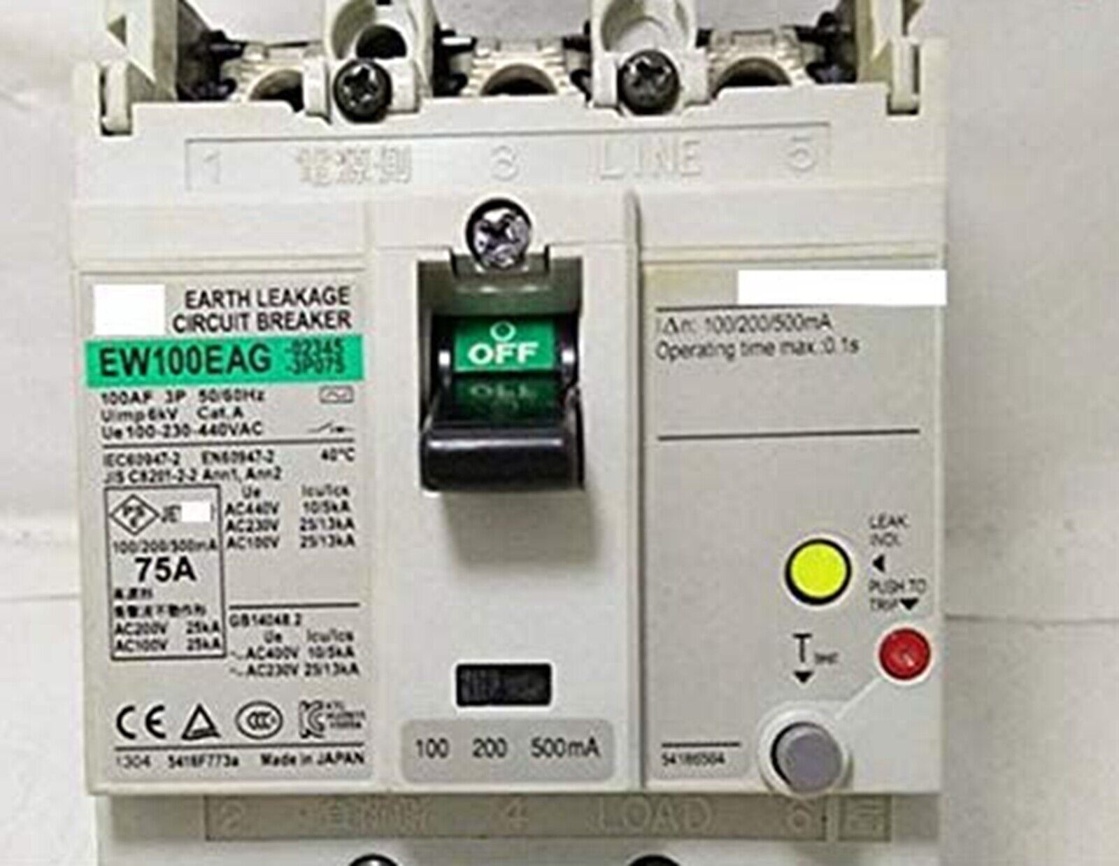 FUJI EW100EAG 3P 75A Residual Current Breaker - FUJI