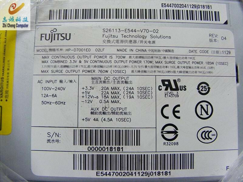 1pcs  Fujitsu S26113-E544-V70-02 HP-D7001E0 Power Supply
