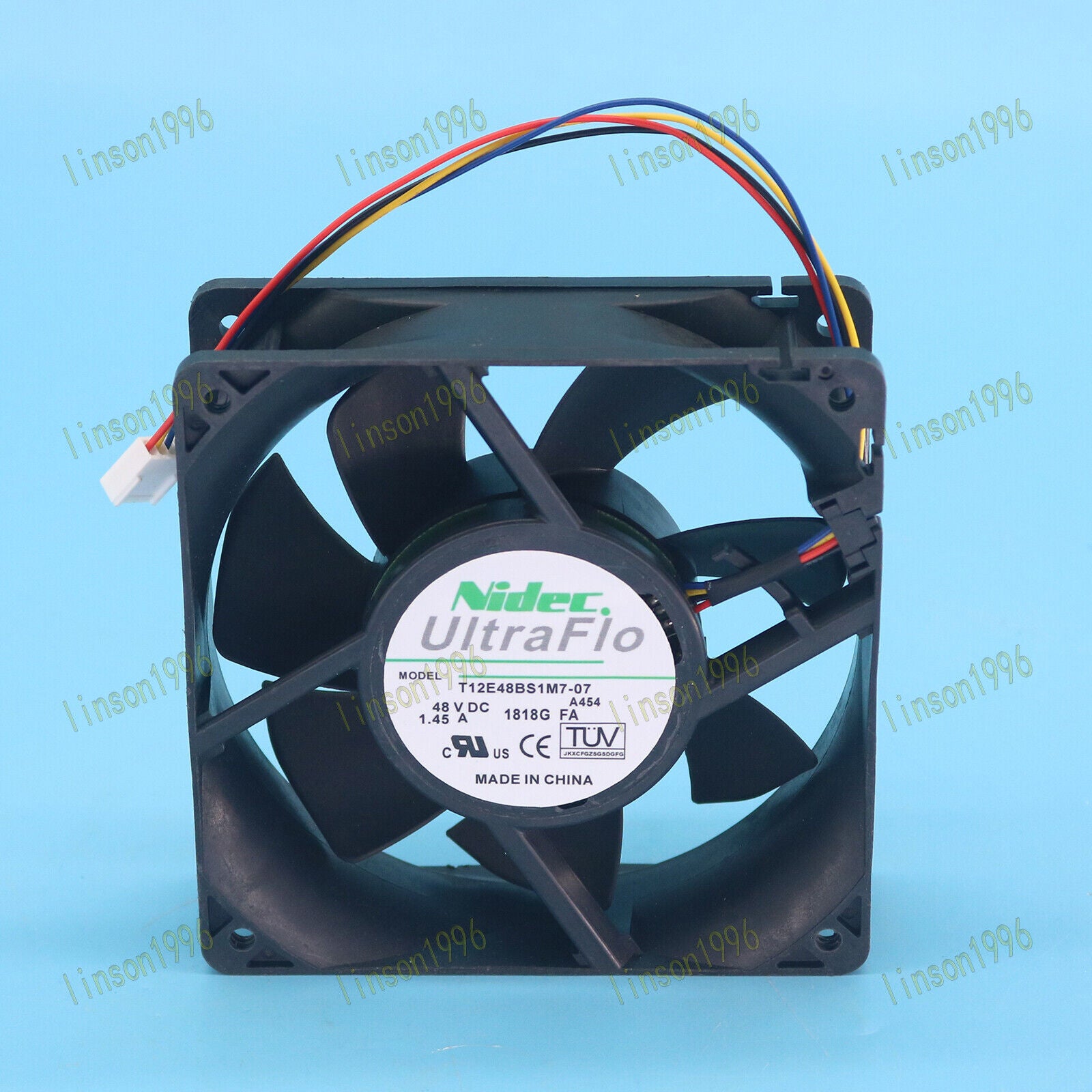 new One  NIDEC T12E48BS1M7-07 A464 48VDC 1.45A 4wire fan SHIP NIDEC