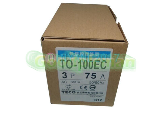 1PC Teco Thermal-Magnetic Breaker TO-100EC-3P 75A TO-100EC 3P