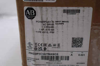 Allen Bradley 20AD2P1C3AYNANC0 Series A Drive - ALLEN BRADLEY