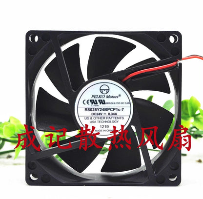 PELKO MOTORS DC24V 0.34A R8025Y24BPCP1c-7 8CM 2-Wire High Airflow Cooling Fan