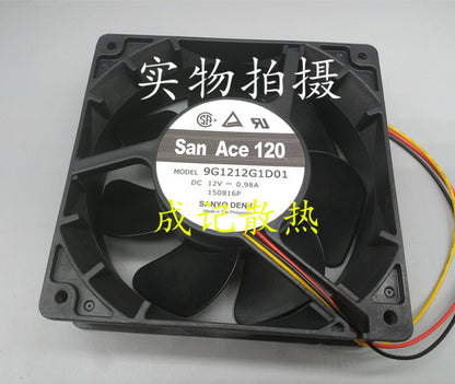 1pcs SANNYO 9G1212G1D01 12V 0.98A 120×120×38mm 3-wire cooling fan 3pin