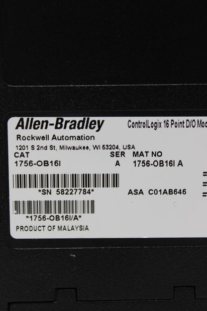 used Allen Bradley 1756-OB16I ControlLogix 16 Point Output Module - ALLEN BRADLEY