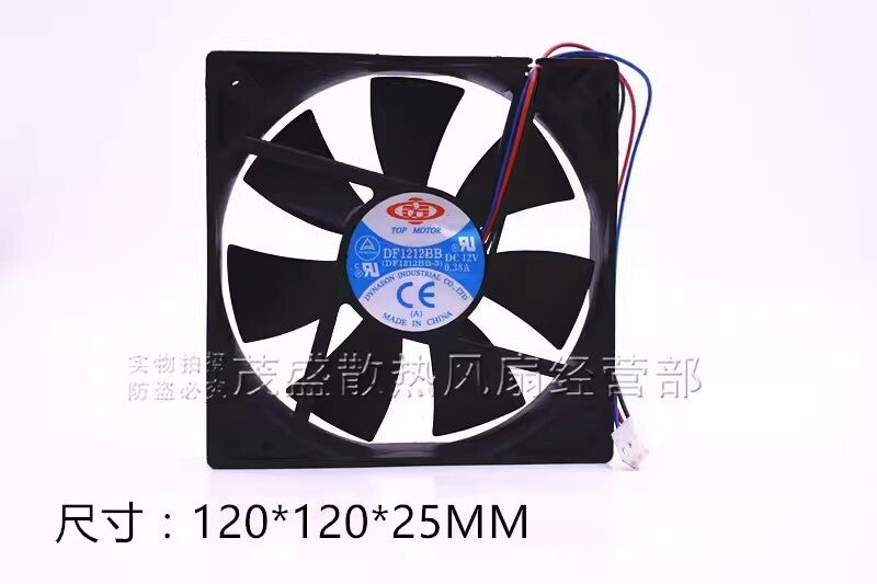 1PCS DF1212BB 12025 DC12V 0.38A 12CM Triple Pin Dual Ball Cooling Fan