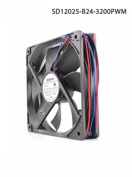 SOKFAN SD12025-B24-3200PWM D24V 17A 120*120*25MM 3-Wire Axial Cooling Fan