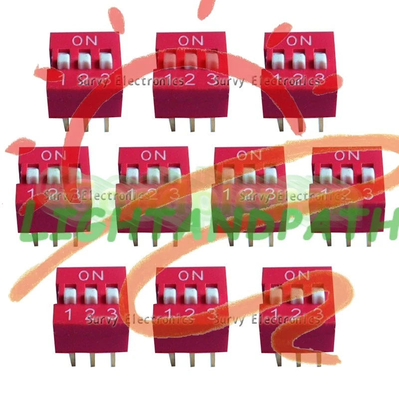 10pcs 3P 3 Position DIP Switch Side Style 2.54mm Pitch Through Hole DIY Good