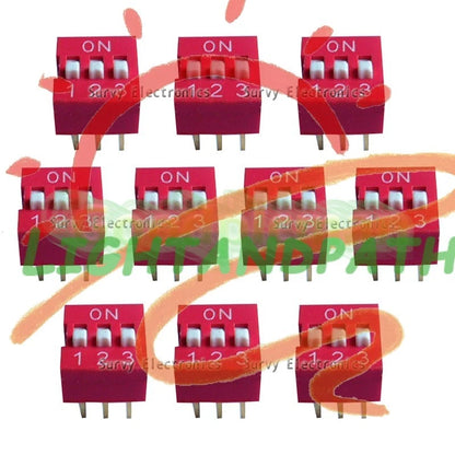 10pcs 3P 3 Position DIP Switch Side Style 2.54mm Pitch Through Hole DIY Good