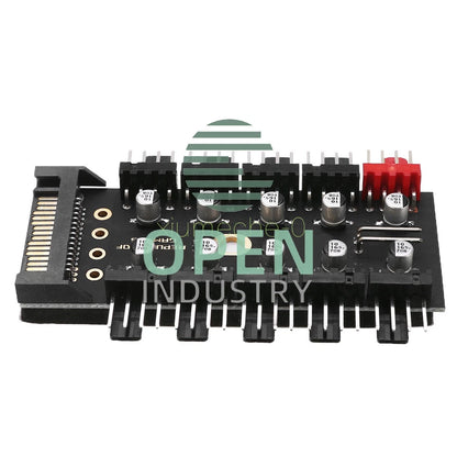 PC 1 to 10 Cooling Fans Hub Splitter 12V PWM Sata Power Suppply Speed Controller