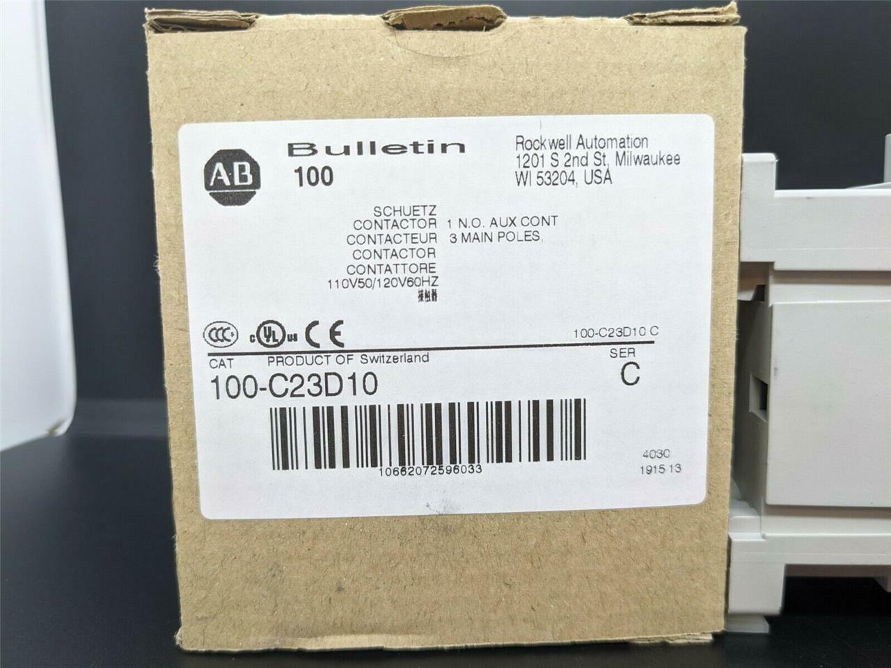 Allen Bradley IEC 100-C23D10 Contactor 23A 120VAC New in Box - ALLEN BRADLEY