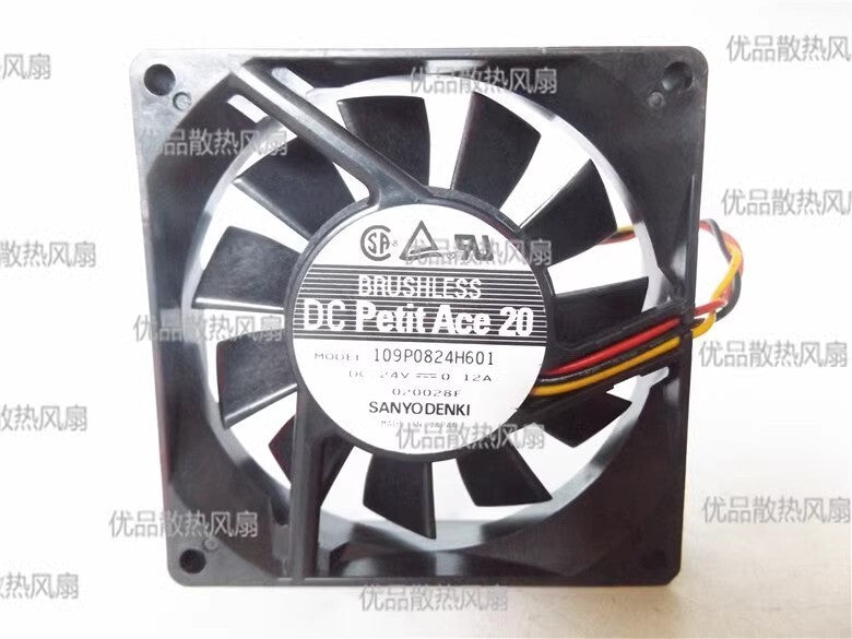SANYO 109P0824H601 8020 DC24V 0.12A 80*80*20MM 3-Wire Inverter Cooling Fan