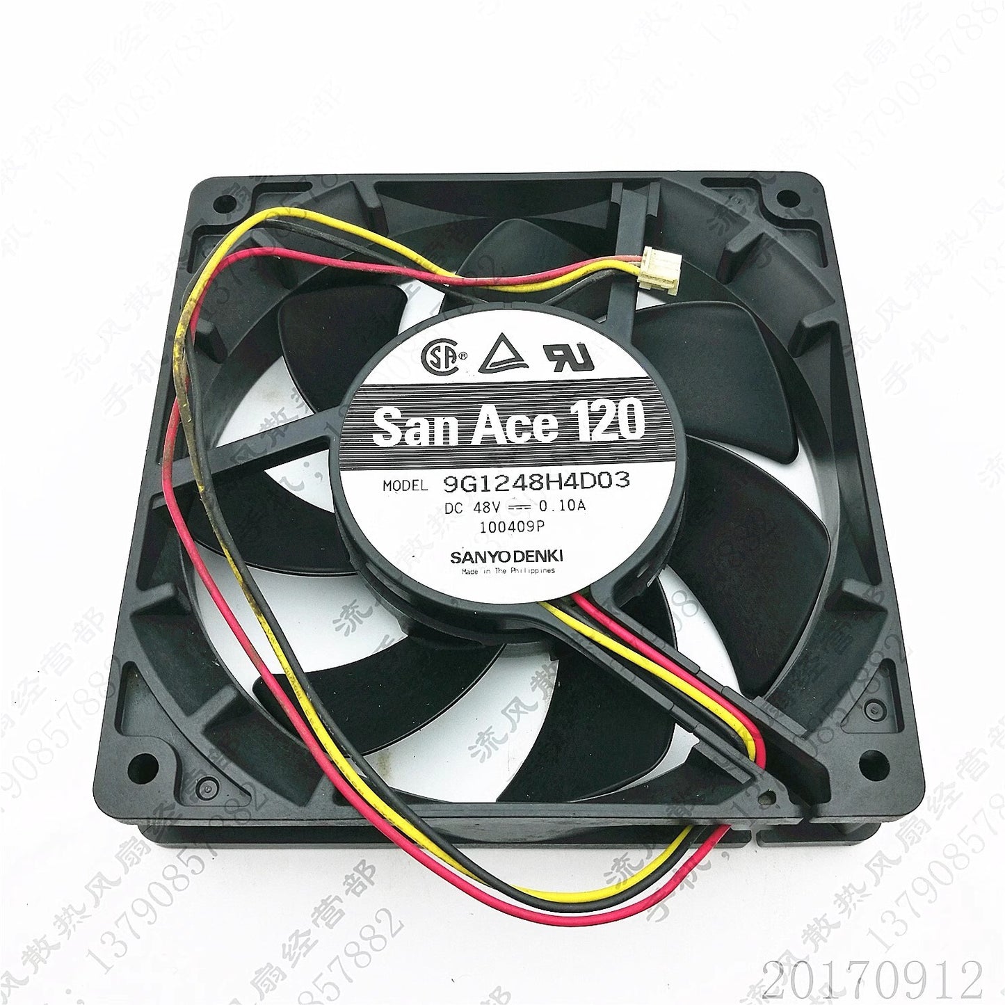 Sanyo 9G1248H4D03 12025 DC48V 0.1A 12CM 3-Wire Silent Cooling Fan