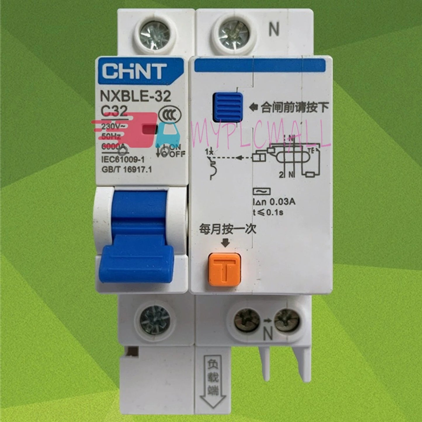 1Pc For CHNT NXBLE-32 C32 1P+N 32A Leakage Circuit Breaker Protector #YP1