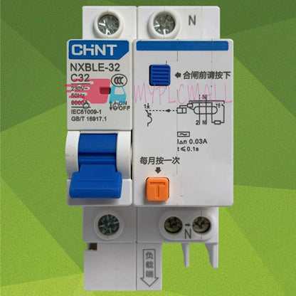 1Pc For CHNT NXBLE-32 C32 1P+N 32A Leakage Circuit Breaker Protector #YP1