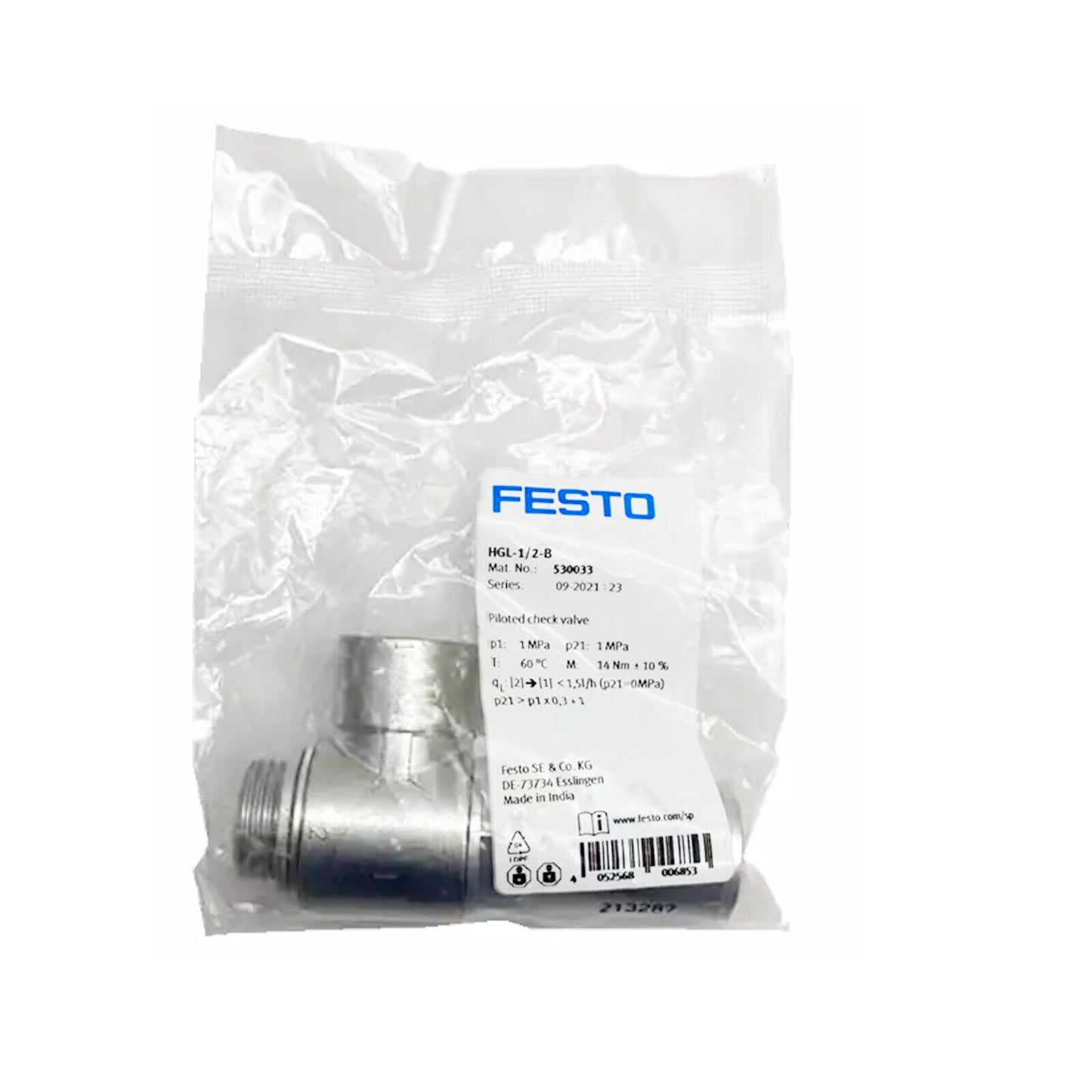 FESTO Pneumatic Pilot Valve HGL-1/2-B 530033 - FESTO