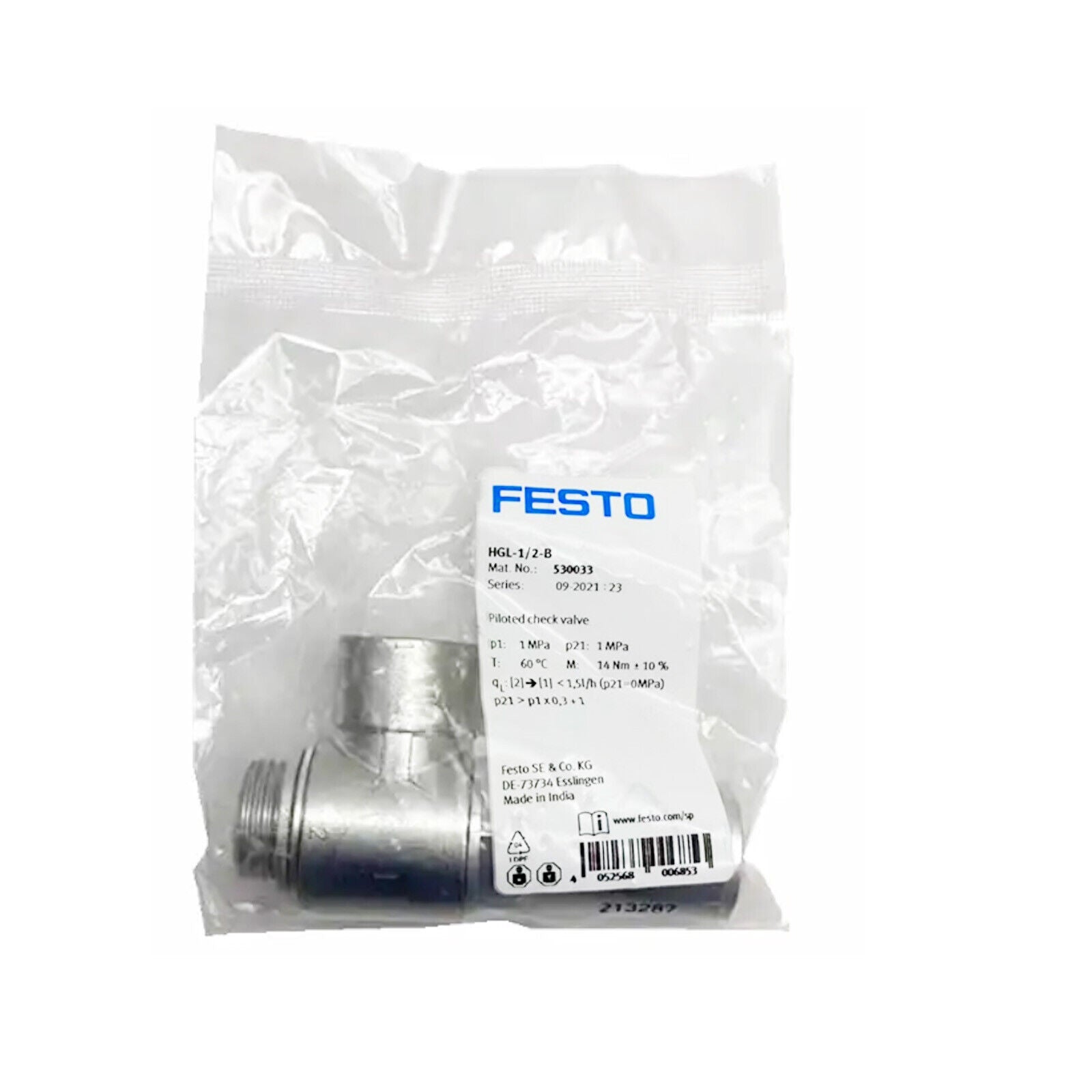 FESTO Pneumatic Pilot Valve HGL-1/2-B 530033 - FESTO