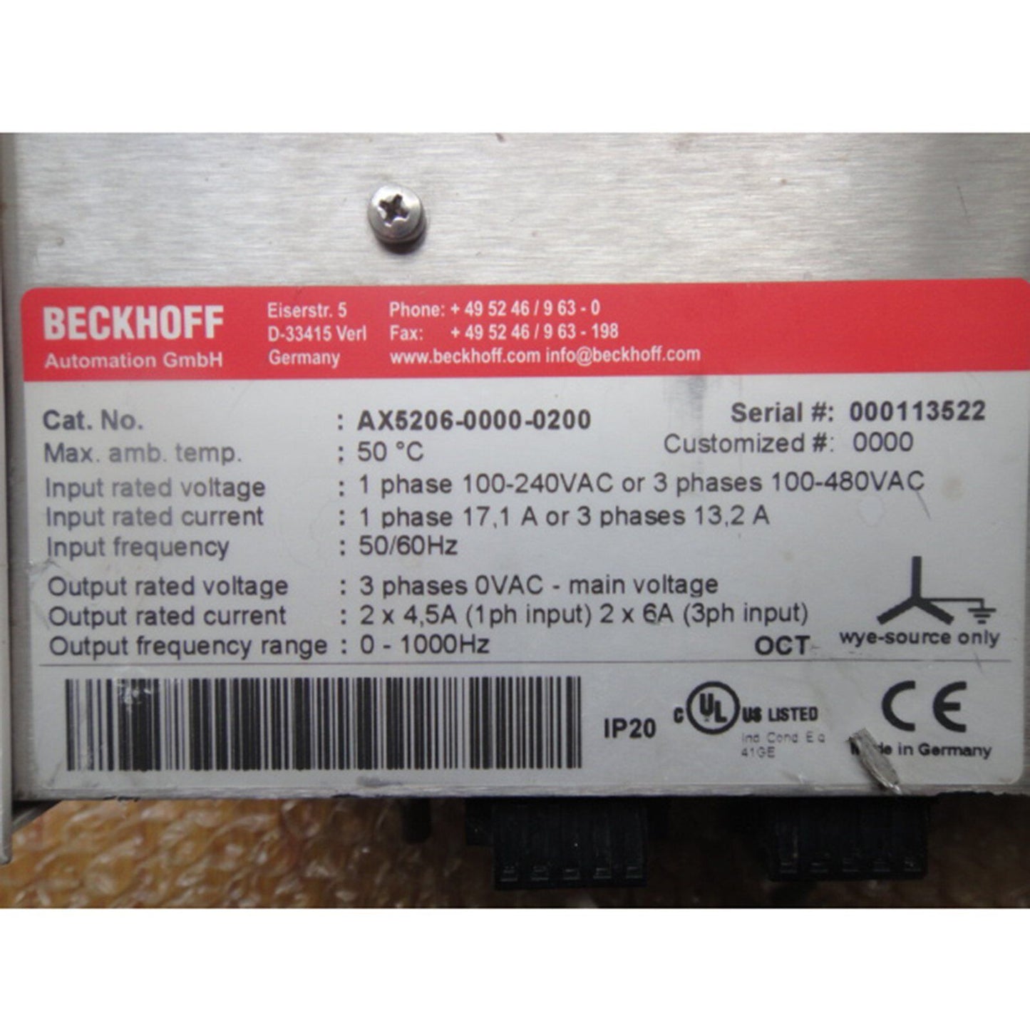 used 1PC For BECKHOFF AX5206-0000-0200 Servo Drive - BECKHOFF