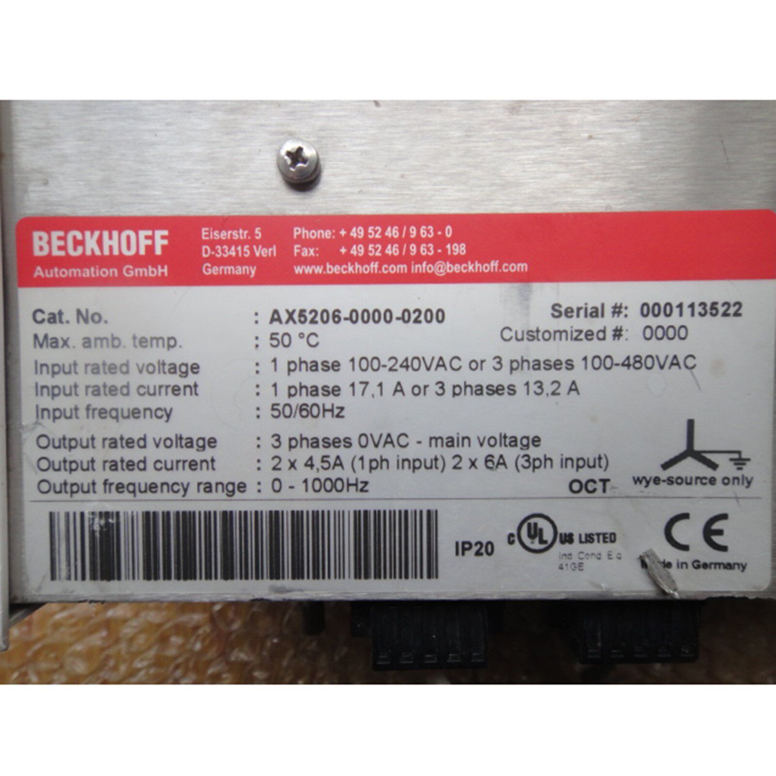 used 1PC For BECKHOFF AX5206-0000-0200 Servo Drive - BECKHOFF