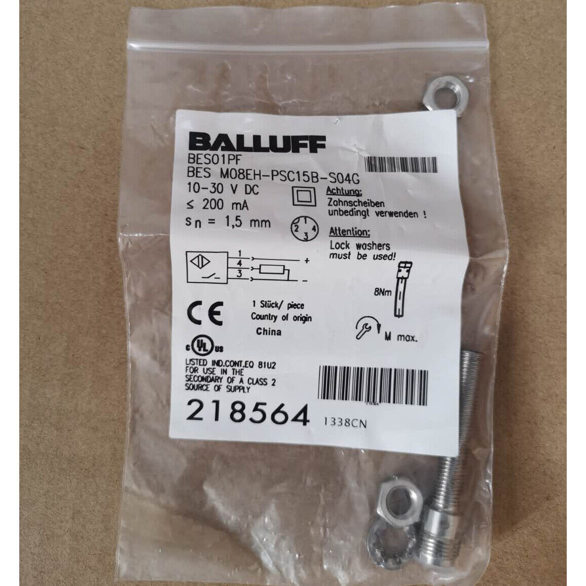 Balluff Proximity Sensor BES M08EH-PSC15B-S04G - BALLUFF
