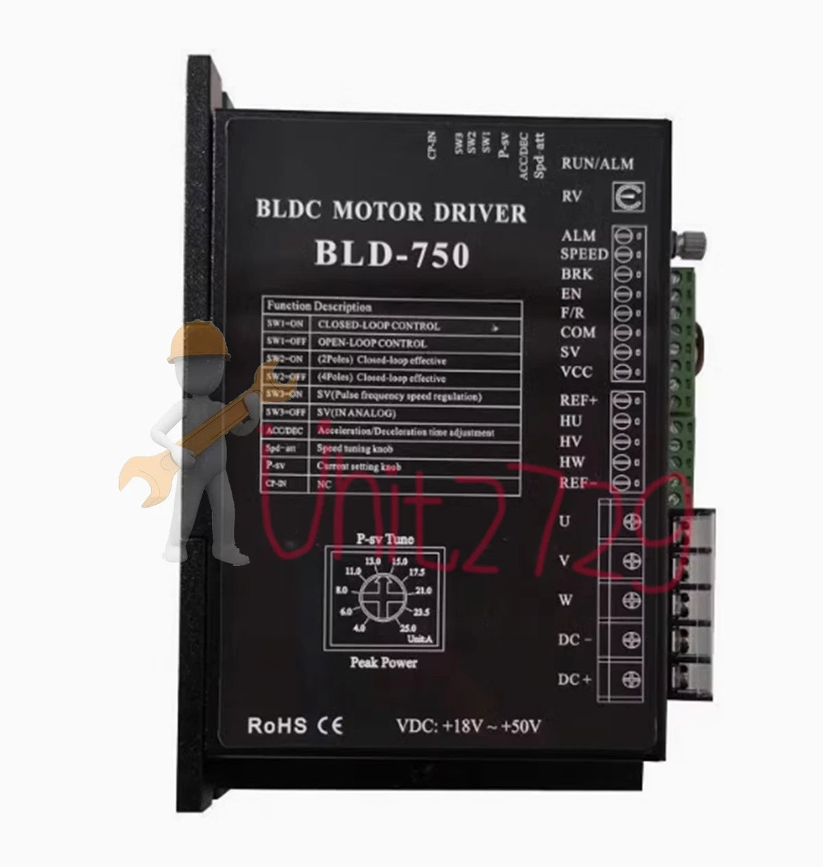BLD-750 Brushless DC Motor Driver 18-52VDC 750W #un
