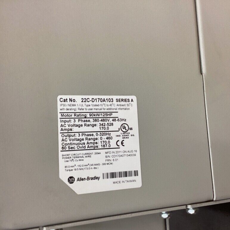 Allen-Bradley PowerFlex 400 125 HP AC Drive - ALLEN-BRADLEY
