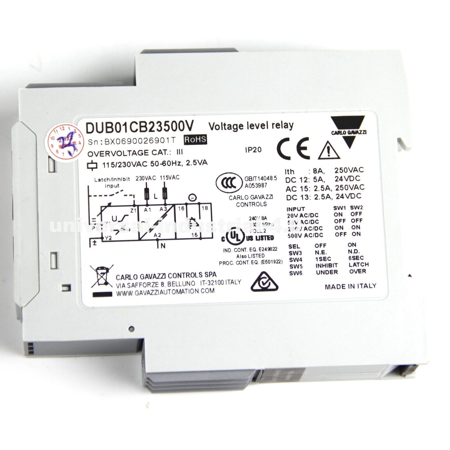 Carlo Gavazzi Voltage Monitoring Relay for DIN Rail Mount - CARLO GAVAZZI
