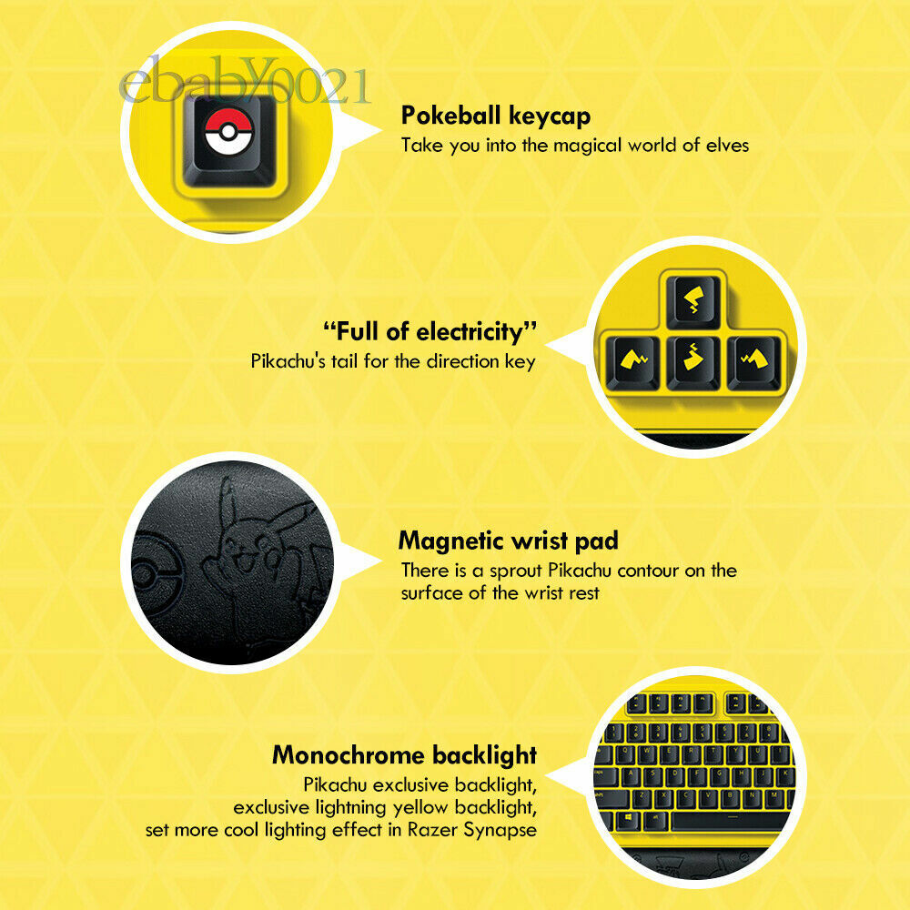 Razer RAZER Pokemon Pikachu wired gaming keyboard 104keys with mechanical keycaps and backlighting - RAZER