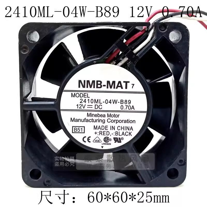 NMB 2410ML-04W-B89 6025 DC12V 0.7A 3-Wire Dual Ball Inverter Cooling Fan