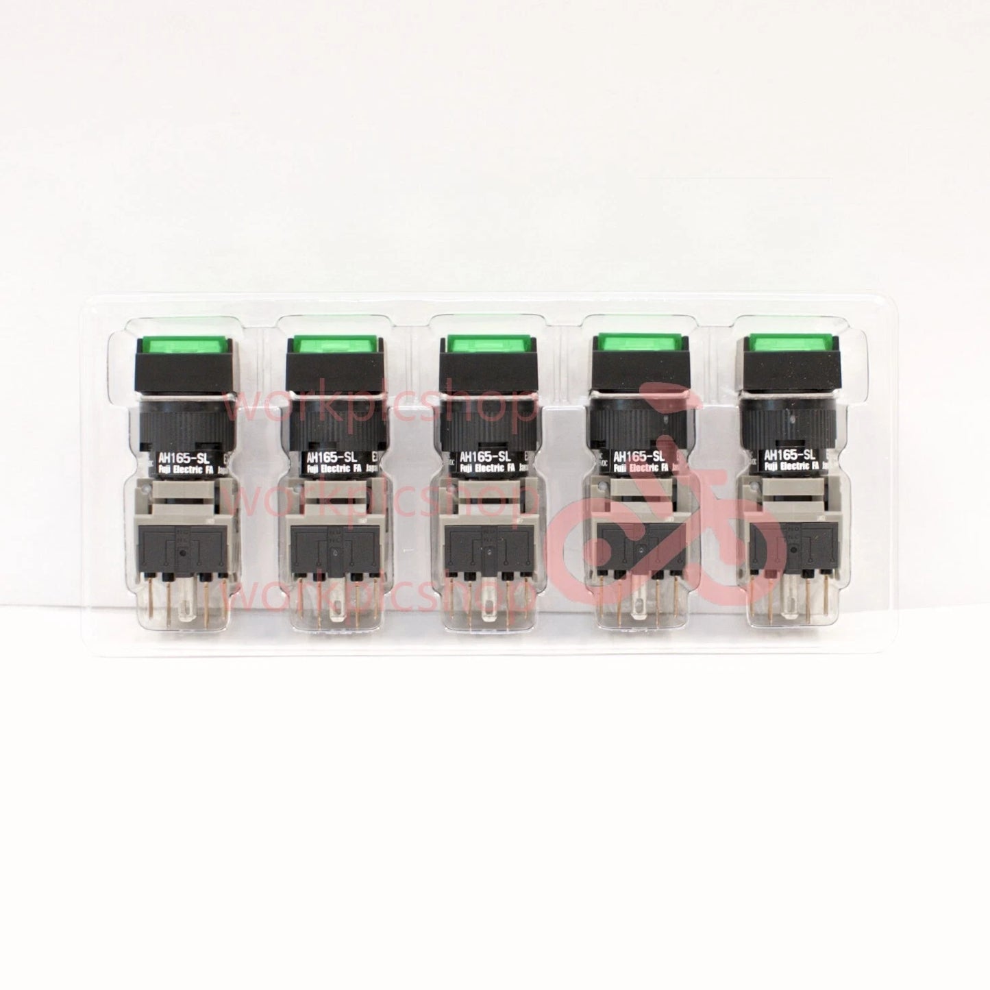 FUJI AH165-SLG11E3 Green Pushbutton Command Switch 24VDC LED (Pack of 5)
