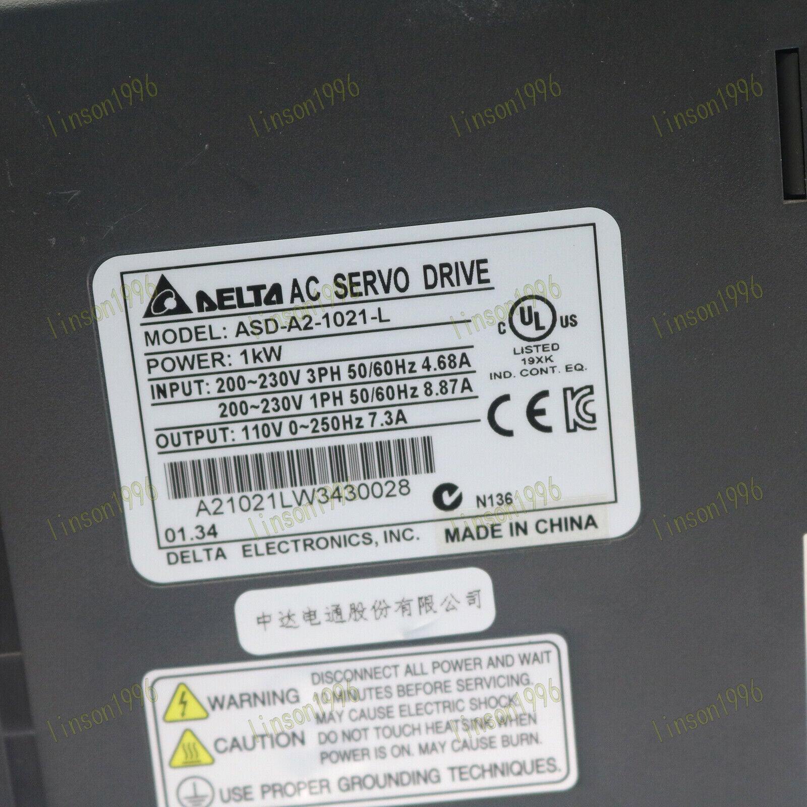 Used ASD-A2-1021-L AC Delta Servo Drive - DELTA